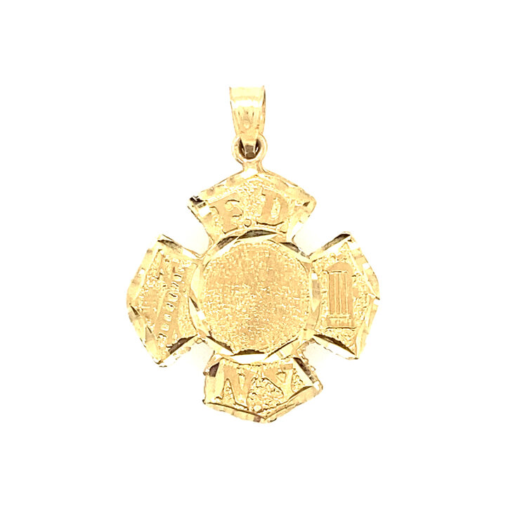 75378 14K YELLOW GOLD MEDIUM FDNY MEDALLION CHARM