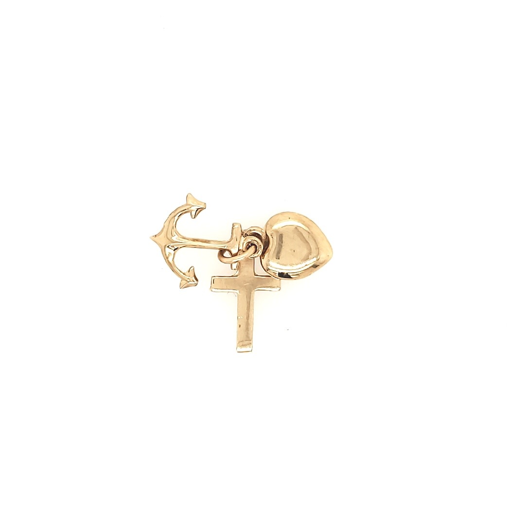 75574 14K YELLOW GOLD FAITH HOPE AND CHARITY CHARM