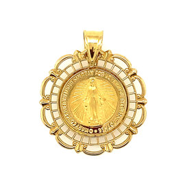 77775 14K YELLOW GOLD 20MM  FILAGREE  MIRACULOUS MEDAL