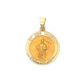 77607 14K YELLOW GOLD 18MM  SAINT JUDE MEDAL