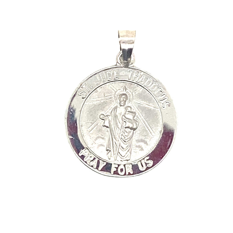 77737 14K WHITE GOLD 22MM  SAINT JUDE THADDEUS  MEDAL
