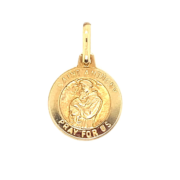 77042 14K YELLOW GOLD 12MM  ROUND SAINT ANTHONY MEDAL