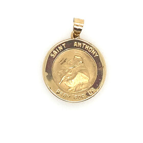 77017 14K YELLOW GOLD 17MM  ROUND SAINT ANTHONY MEDAL
