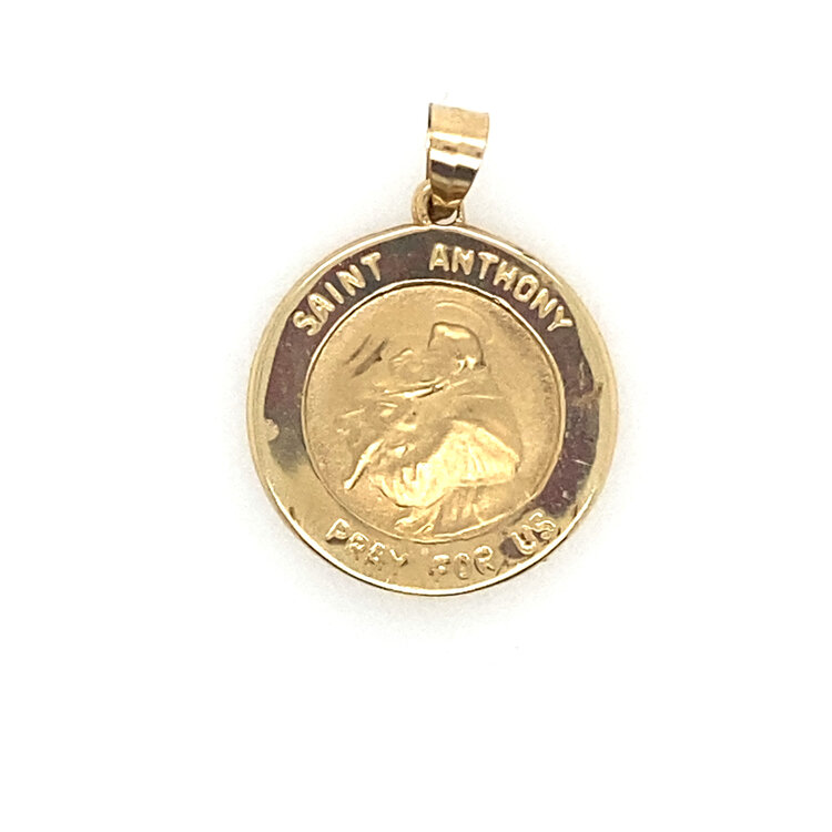 77017 14K YELLOW GOLD 17MM  ROUND SAINT ANTHONY MEDAL