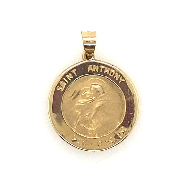 77017 14K YELLOW GOLD 17MM  ROUND SAINT ANTHONY MEDAL