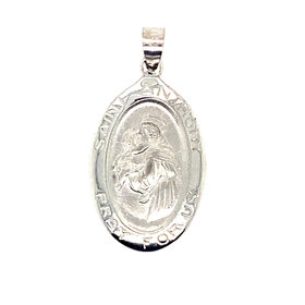 77758 14K WHITE GOLD  21MM  OVAL SAINT ANTHONY MEDAL