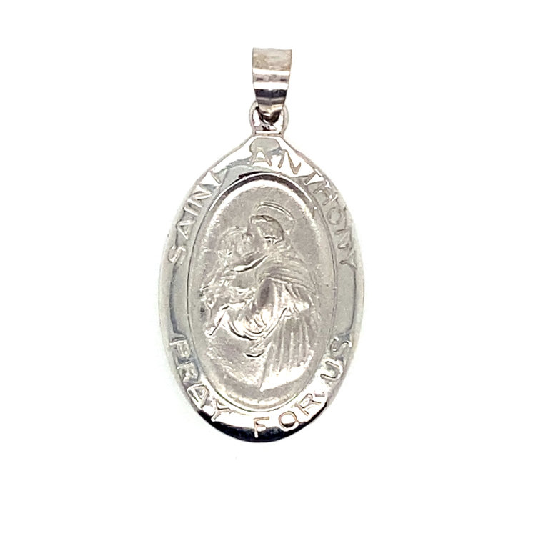 77758 14K WHITE GOLD  21MM  OVAL SAINT ANTHONY MEDAL