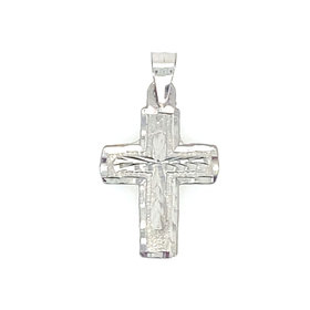 77600 14K WHITE GOLD SMALL DIAMOND CUT CROSS