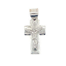 77088 14K  WHITE GOLD SATIN FINISH WITH HIGH POLISHED EDGE CRUCIFX