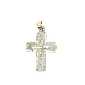 77725 14K WHITE GOLD DIAMOND CUT  CROSS