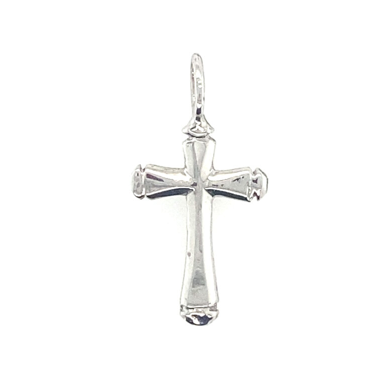 76049 14K WHITE GOLD FLARED ROUNDED EDGE CROSS