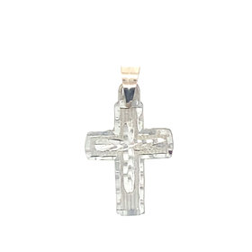 77724 14K WHITE GOLD DIAMOND CUT  CROSS