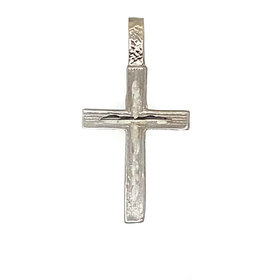 76018 14K WHITE GOLD DIAMOND CUT TEXTURED CROSS