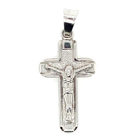 750120 14K WHITE GOLD WITH TEXTURED CENTERED CRUCIFIX
