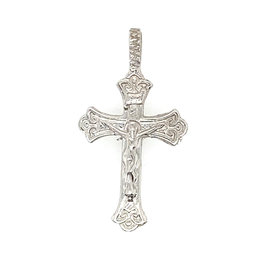 47608 14K WHITE GOLD WITH TRIPLE ROUNDED EDGED CRUCIFIX
