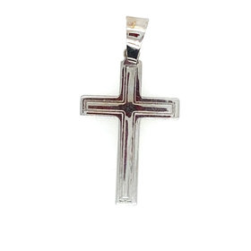 75358  14K WHITE GOLD 0.90"   DOUBLECUT HIGH POLISH CROSS