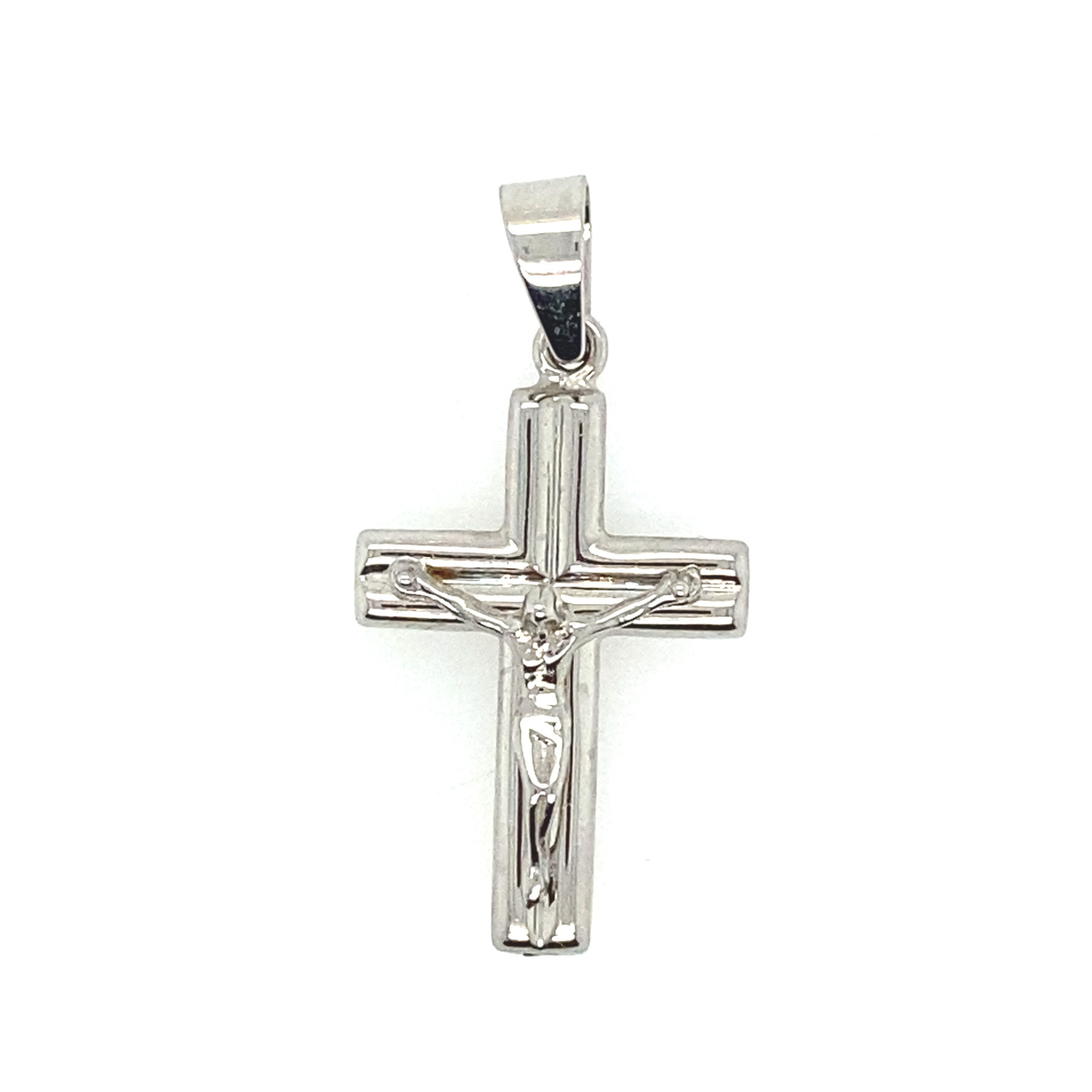 77050 14K WHITE GOLD CONCAVE CENTER CRUCIFIX