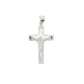 77965 14K WHITE GOLD SATIN FINISH CENTER AND HIGH POLISHED EDGES CRUFICIX