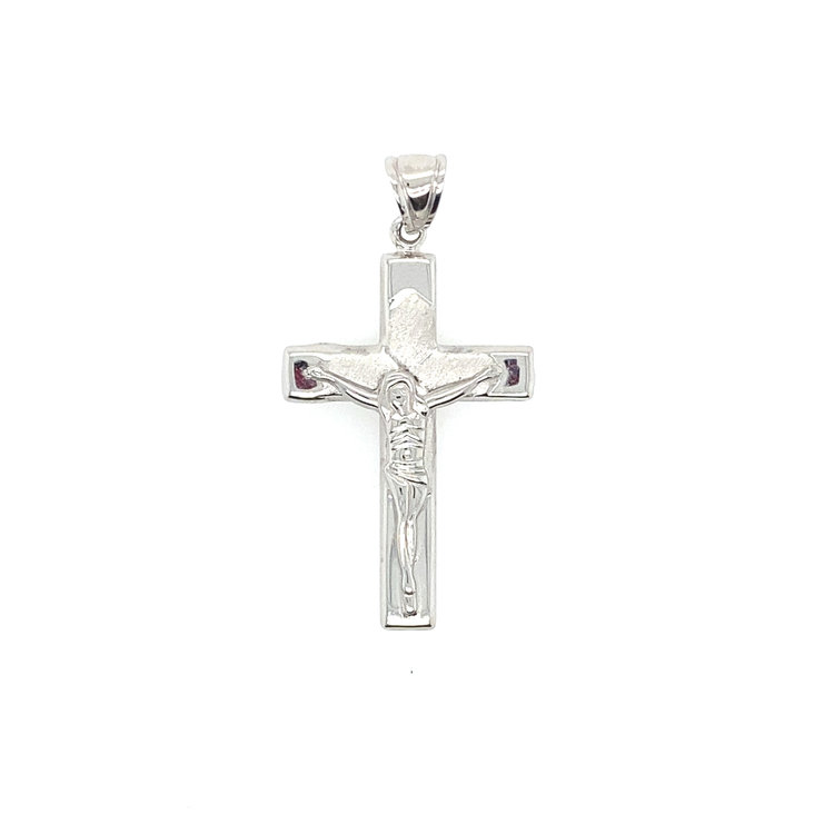 77965 14K WHITE GOLD SATIN FINISH CENTER AND HIGH POLISHED EDGES CRUFICIX