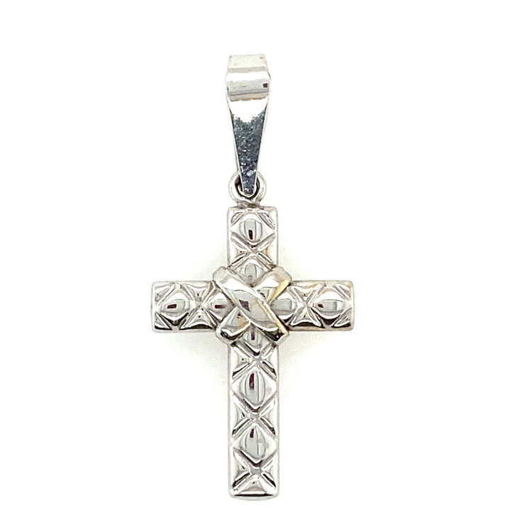 75018 14K WHITE GOLD CUSHION STYLE CROSS