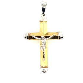 77658 14K TWO-TONE 2.15"  CAPPED EDGE 3D CRUCIFIX