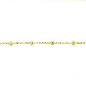 20394  14K YELLOW GOLD PUFFY HEART ROLO LINK BABY BRACELET