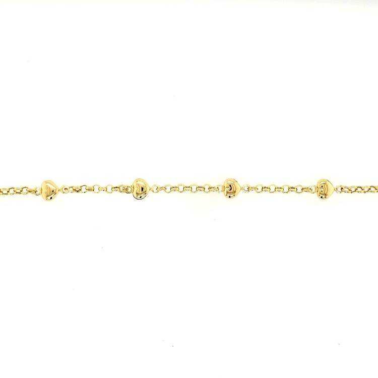 20394  14K YELLOW GOLD PUFFY HEART ROLO LINK BABY BRACELET