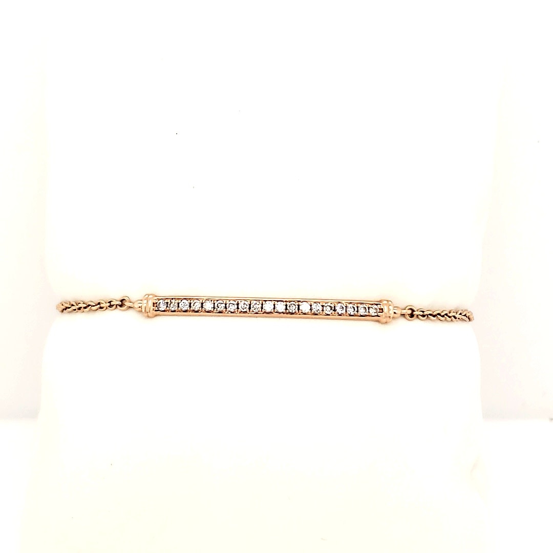 20042 14K ROSE GOLD .25CTCW DIAMOND BAR AND CABLE BRACELET