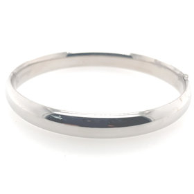 20286 14K WHITE GOLD 8.10MM WIDE HIGH POLISH BANGLE BRACELET