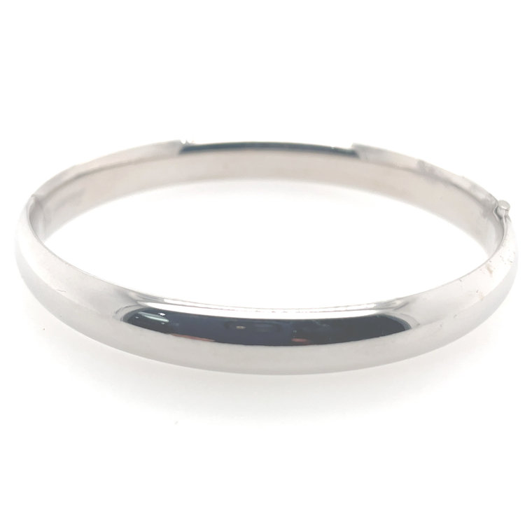 20286 14K WHITE GOLD 8.10MM WIDE HIGH POLISH BANGLE BRACELET