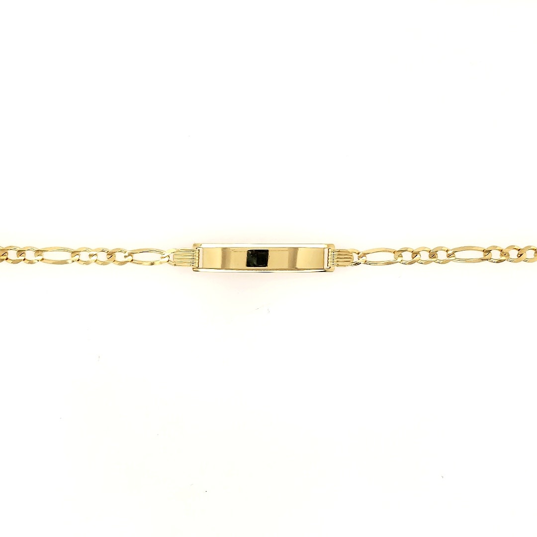 20392 14K YELLOW GOLD FIGARO LINK BABY NAME ID BRACELET