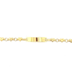 20710 14K YELLOW GOLD PUFFY HEART BRUSHED FINISH NAME ID BABY BRACELET