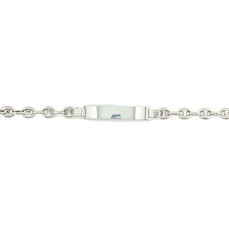 20495 14K WHITE GOLD PUFFY GUCCI LINK  6MM NAME  ID BABY  BRACELET