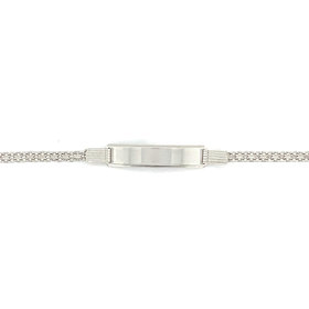 20148 14K WHITE GOLD BISMARK LINK BABY NAME 6.25MM ID BRACELET
