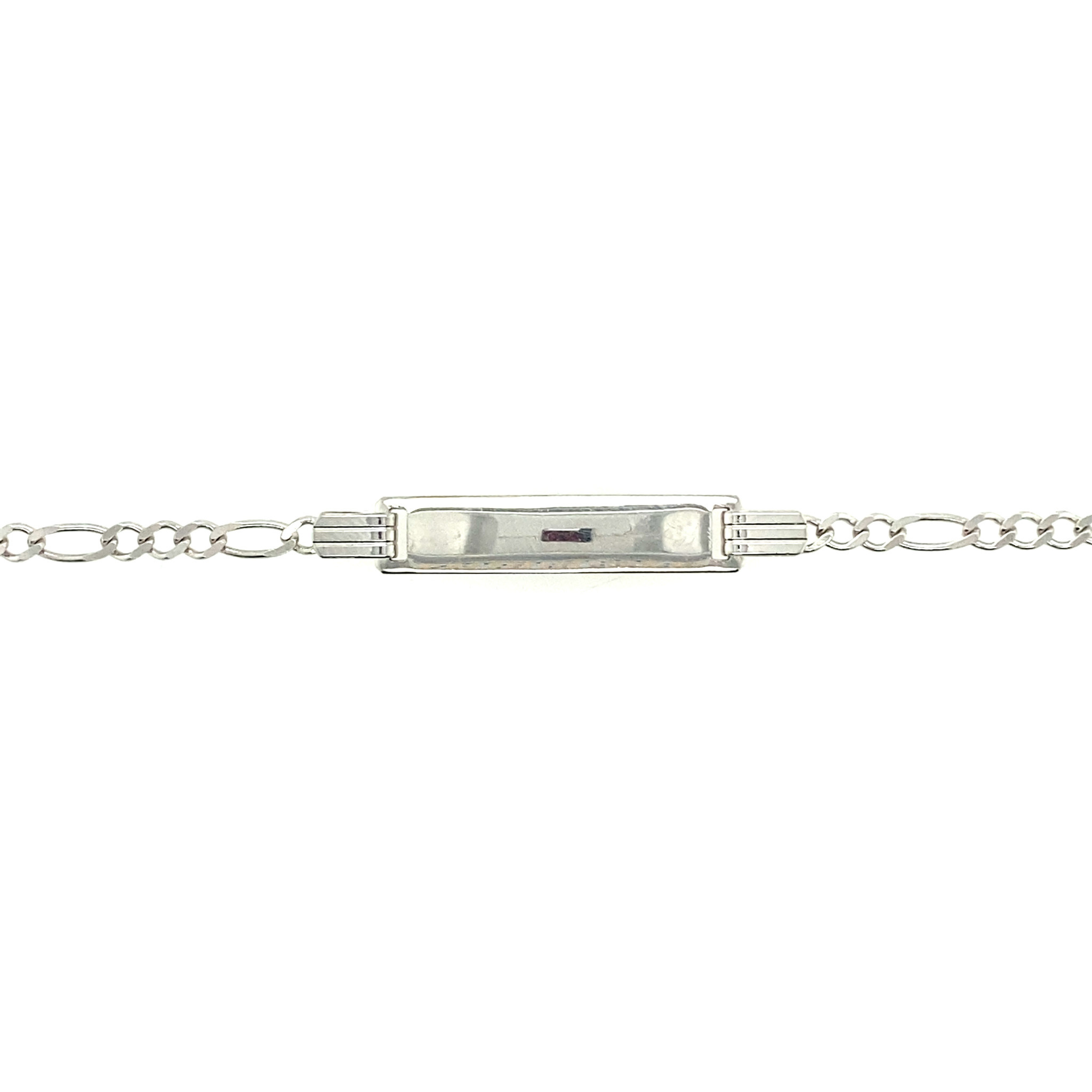 20320 14K WHITE GOLD 5.25MM FIGARO LINK BABY NAME ID BRACELET