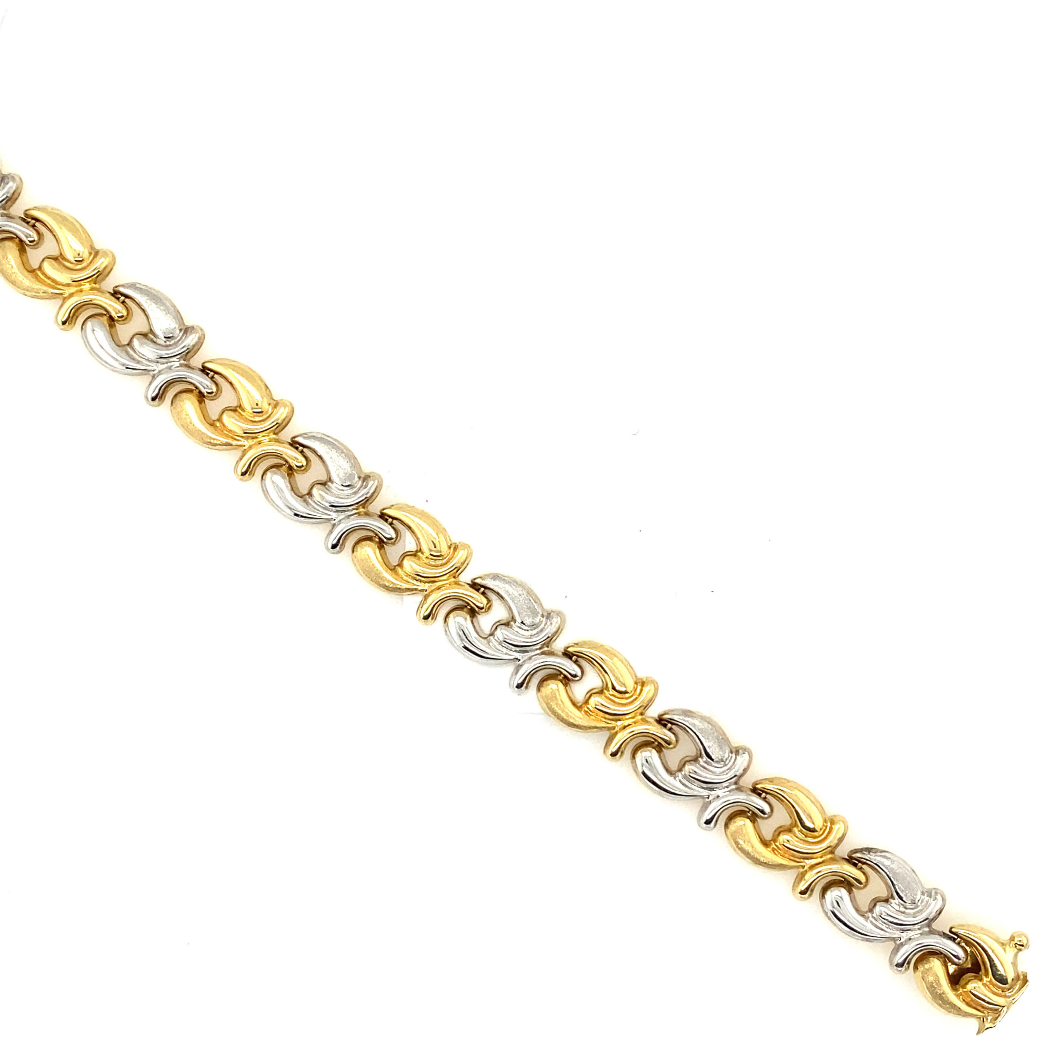 20529 14K TWO-TONE 10.75MM FANCY SWIRL DESIGN LINK STAMPATO BRACELET