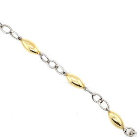 20074 14K TWO-TONE 8MM OVAL AND CABLE PUFFY LINK BRACELET