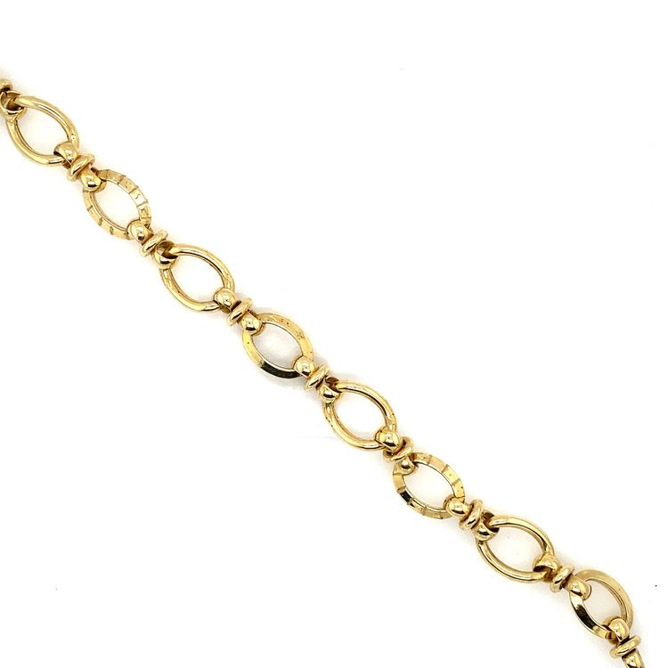 20445 14K YELLOW GOLD 10.5MM LARGE OPEN OVAL FANCY LINK BRACELET