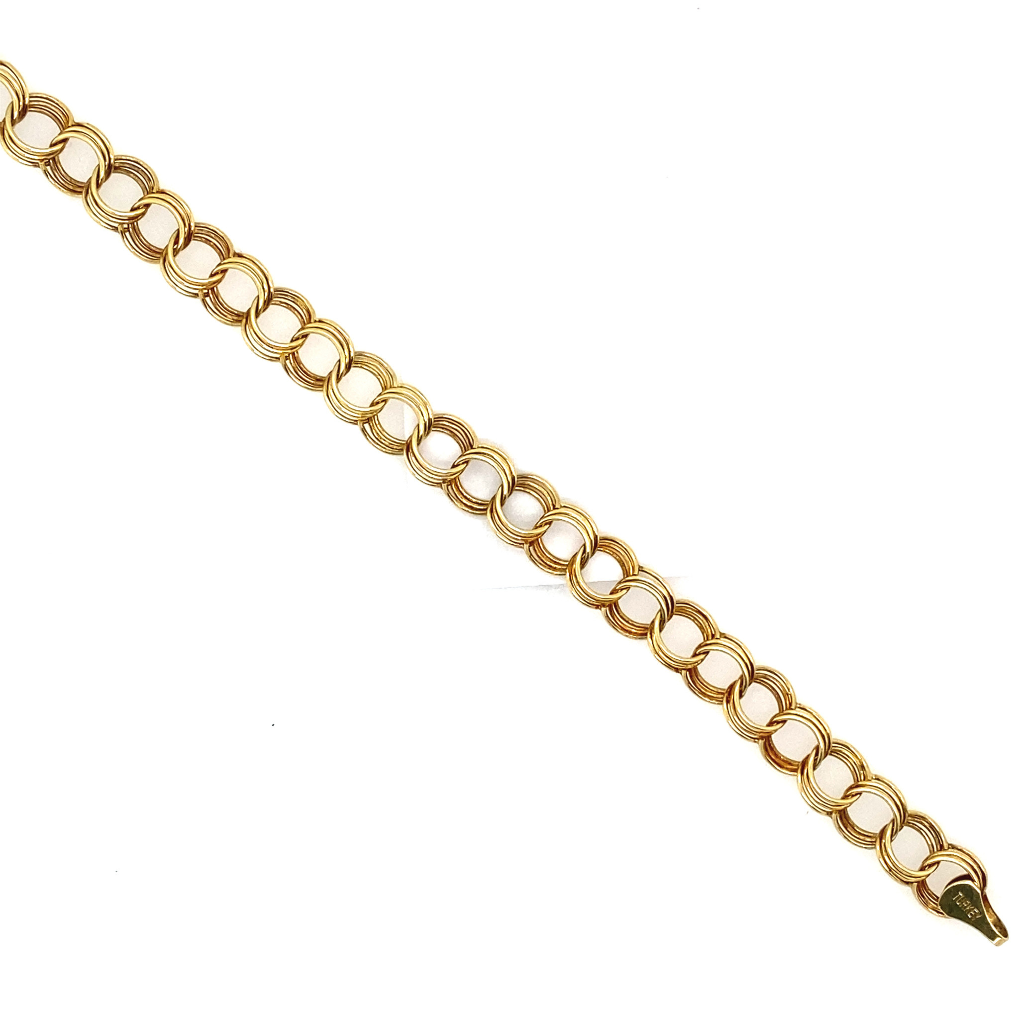 20046 14K YELLOW GOLD 8MM TRIPLE LINK CHARM BRACELET
