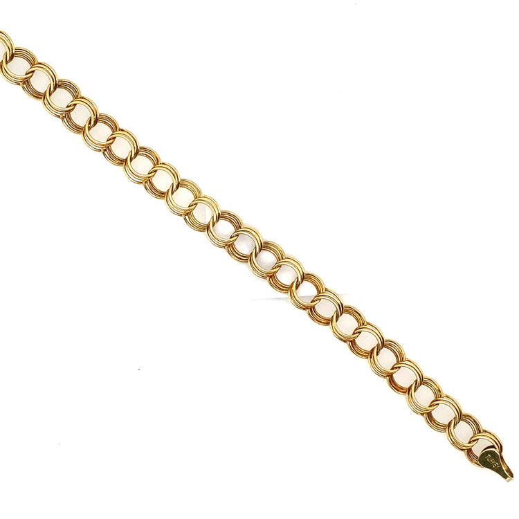 20046 14K YELLOW GOLD 8MM TRIPLE LINK CHARM BRACELET