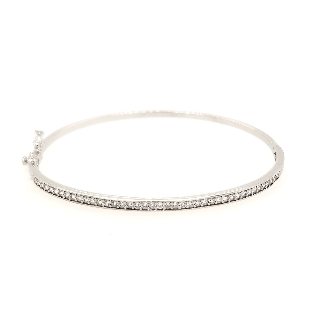 20386 14K WHITE GOLD CUBIC ZIRCONIA BANGLE BRACELET