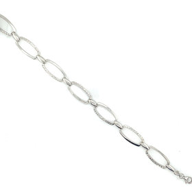 25069 14K WHITE GOLD 10MM DIAMOND CUT OPEN RECTANGLE DESIGN BRACLET