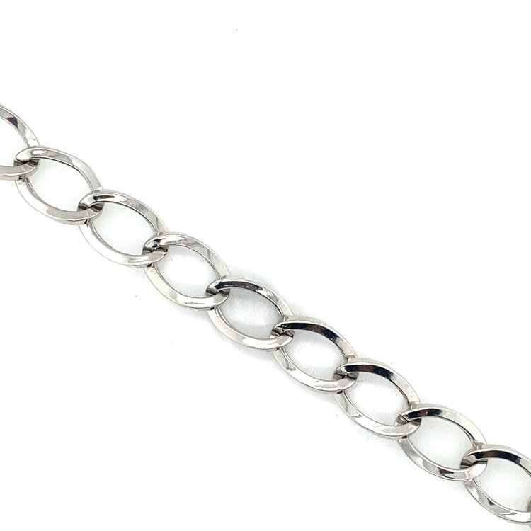 20302 14K WHITE GOLD 10.55MM LARGE OPEN OVAL LINK BRACELET