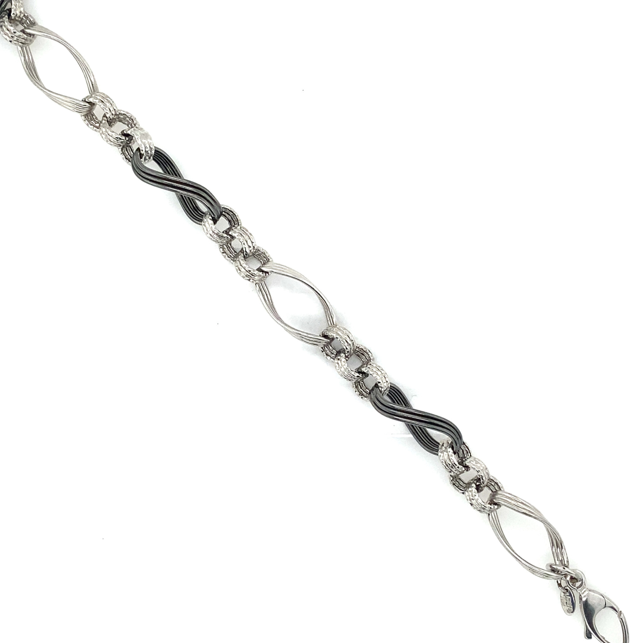 20505 14K WHITE GOLD TWISTED DESIGN OVAL AND INFINITY LINK BRACELET