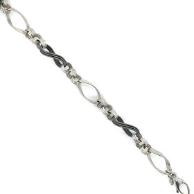 20505 14K WHITE GOLD TWISTED DESIGN OVAL AND INFINITY LINK  BRACELET