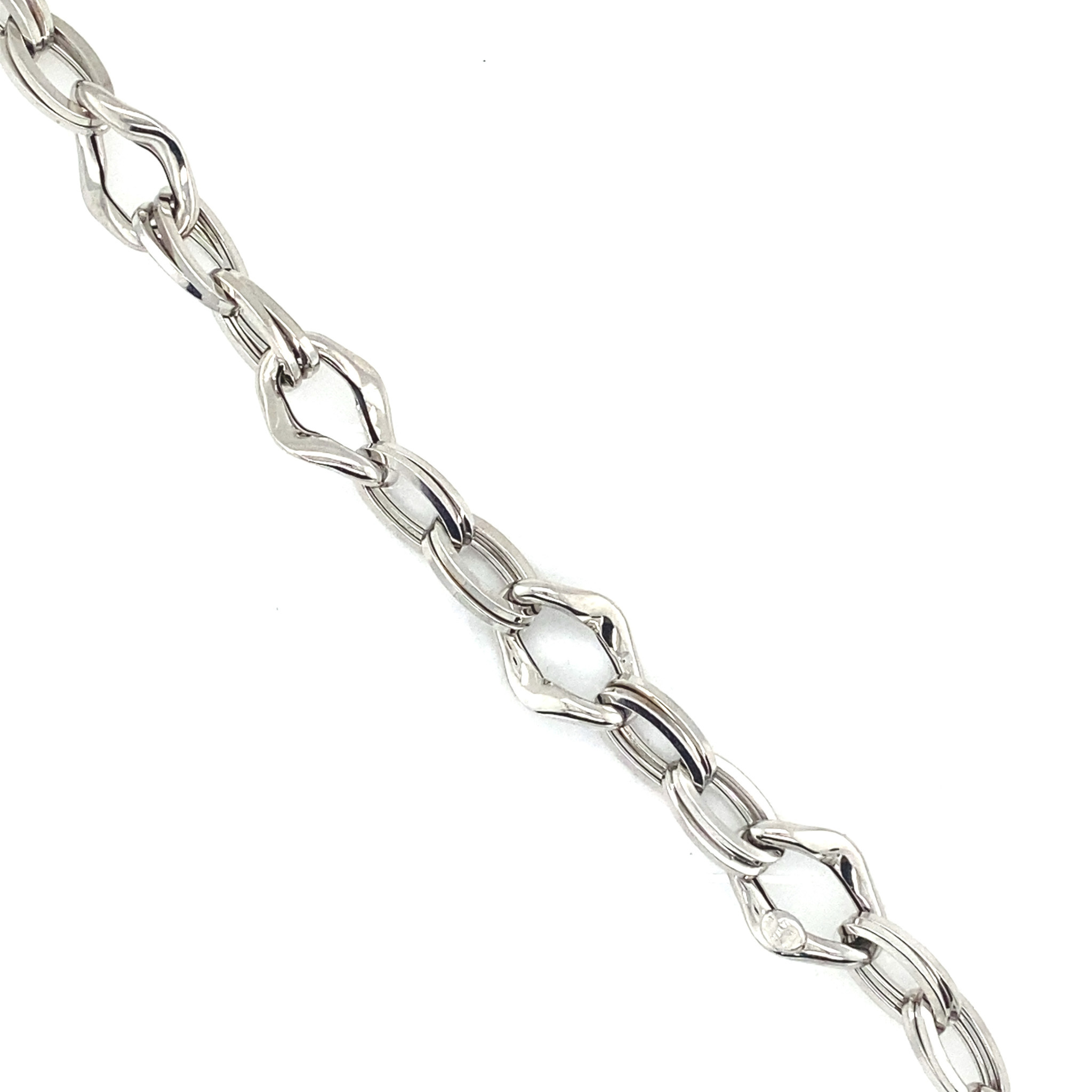 20573 14K WHITE GOLD 10.5MM TWISTED FANCY ANCHOR LINK BRACELET