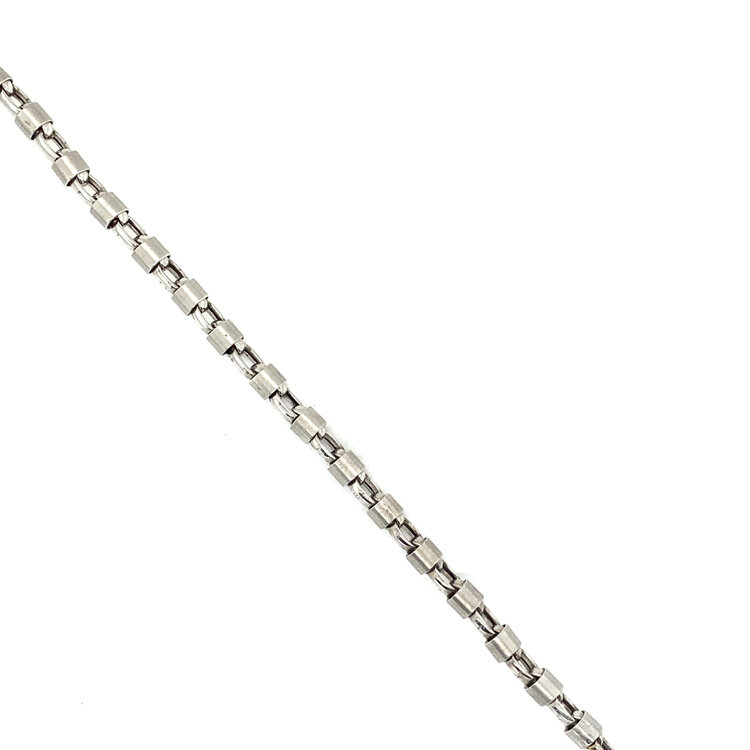 20347 14K WHITE GOLD 4.5MM BARREL AND ANCHOR LINK BRACELET