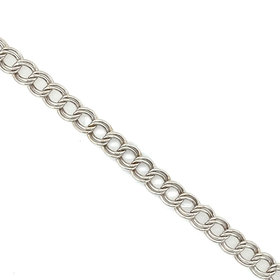 20304 14K WHITE GOLD 7.5MM DOUBLE LINK CHARM BRACELET