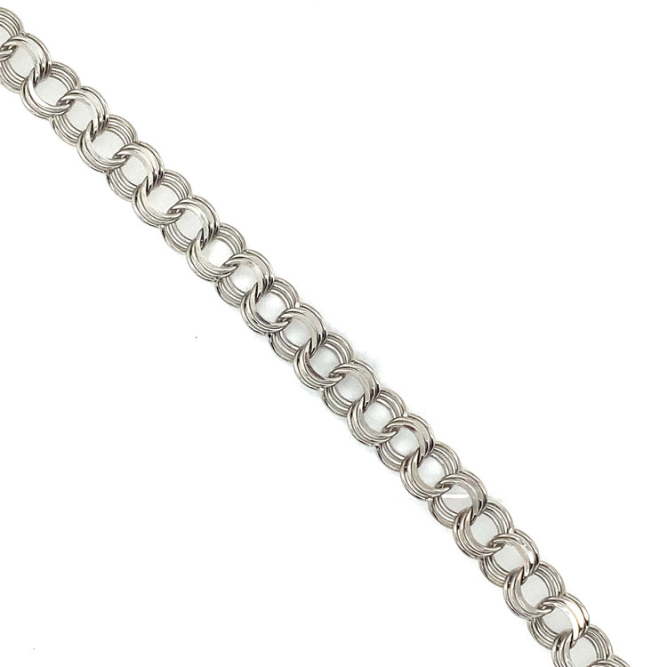 20030 14K WHITE GOLD 7.75MM TRADITIONAL CHARM BRACELET