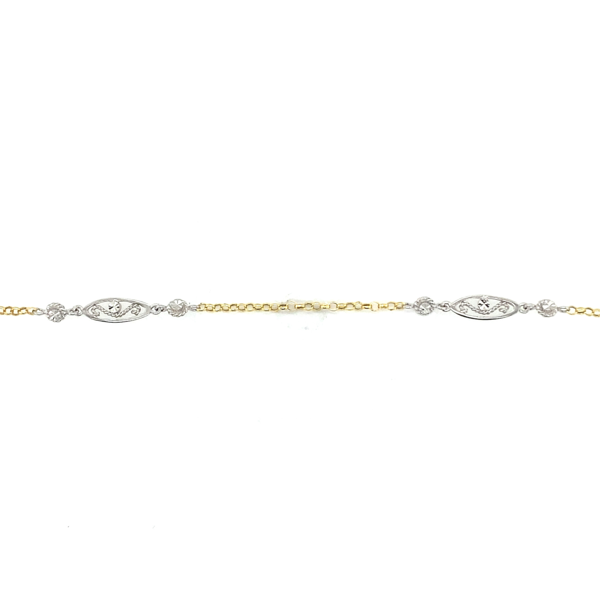 20658 14K TWO-TONE FILIGREE & ROLO LINK ANKLET